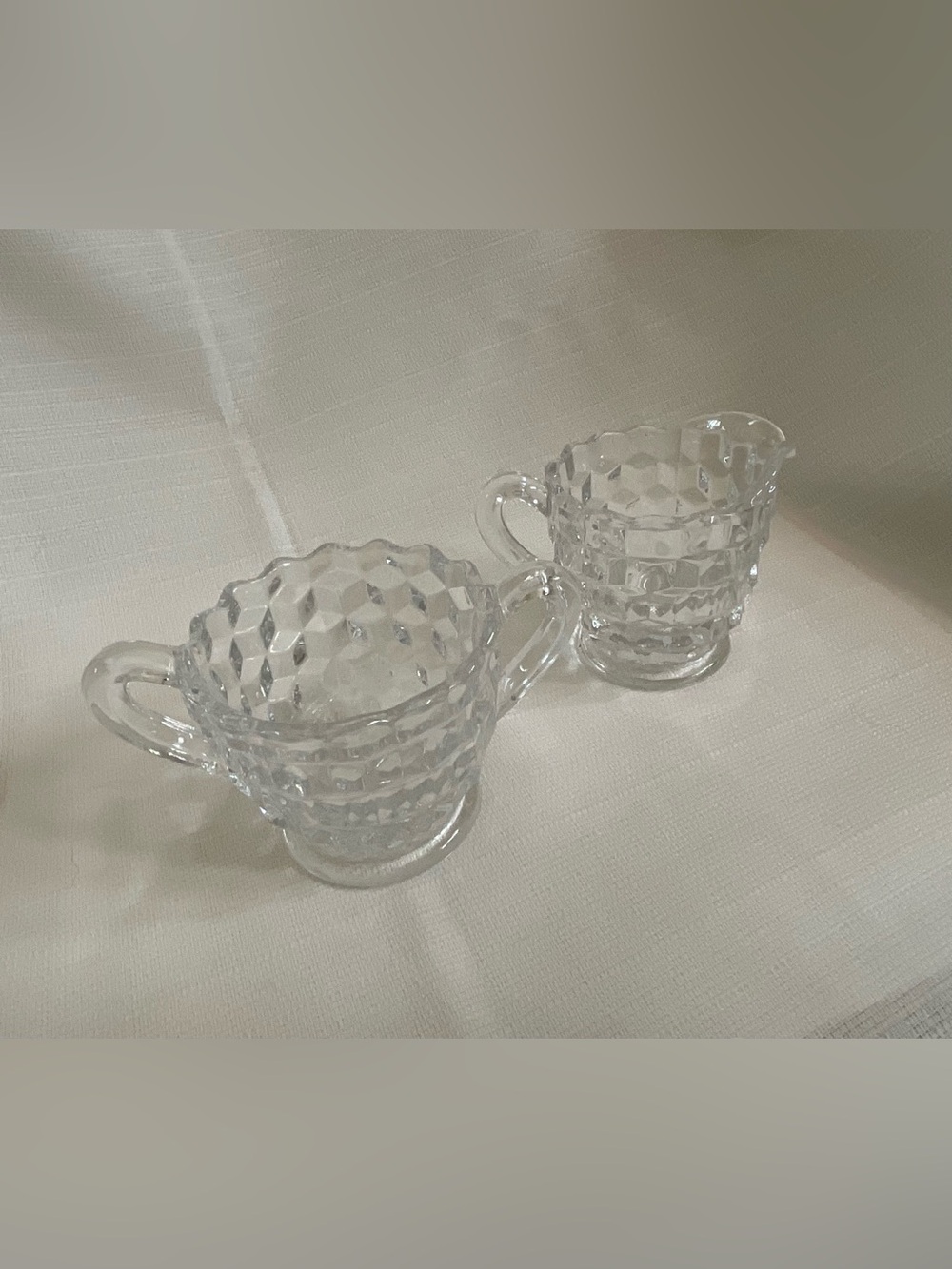 DIAMOND CUT SUGAR/CREAMER Crystal Glass Set